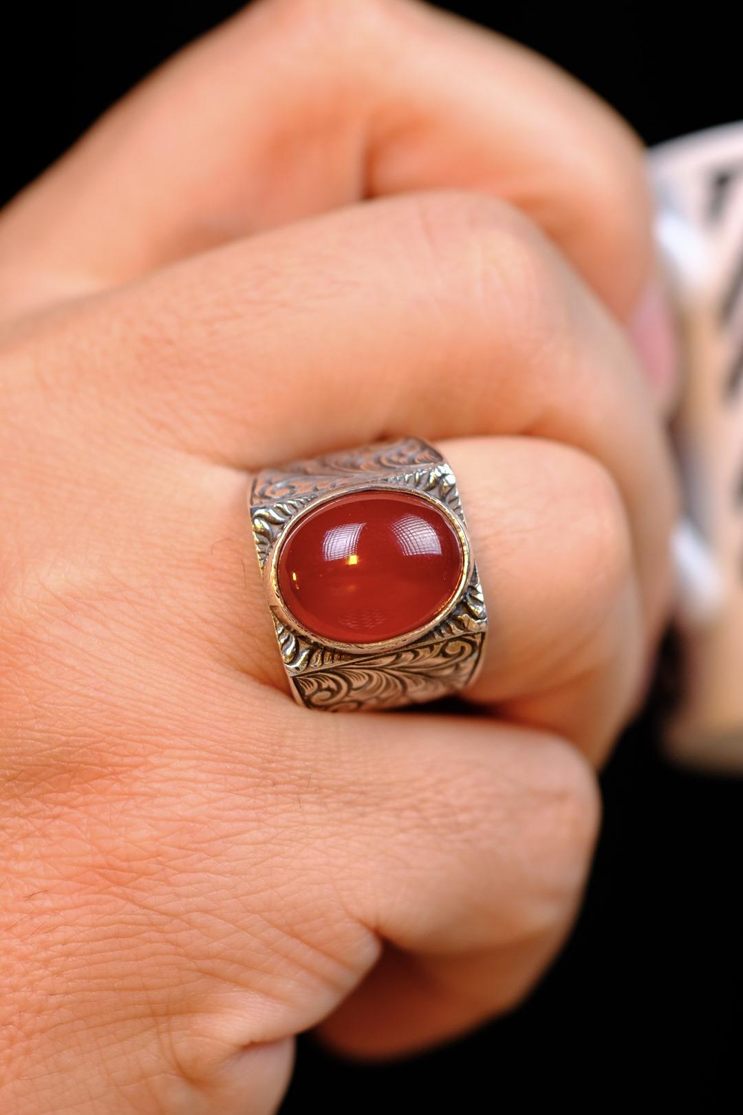 Osmanlı Sıkma Kehribar Koleksiyonluk Gümüş Yüzük Usta El işçiliği (Sofia)