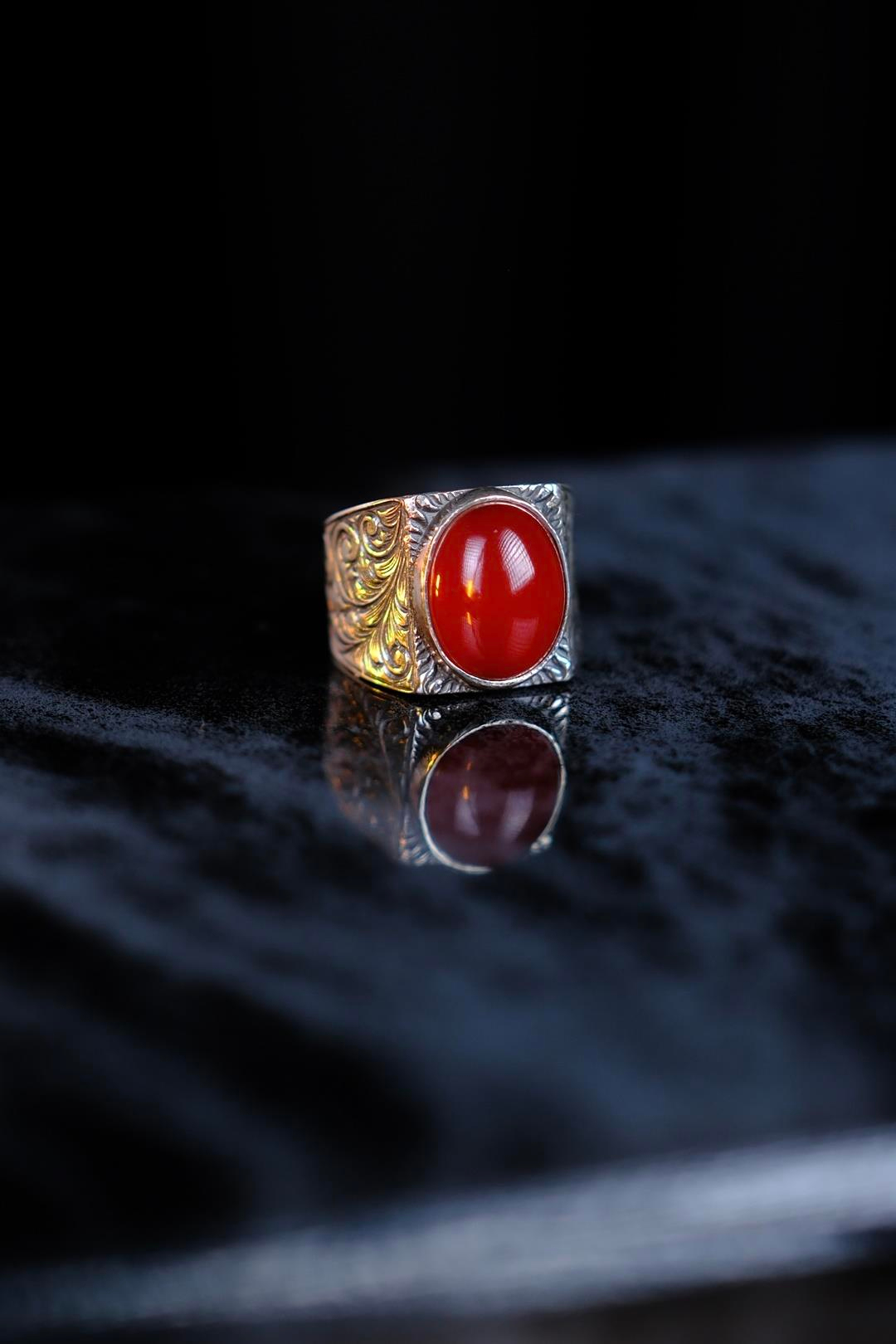 Osmanlı Sıkma Kehribar Koleksiyonluk Gümüş Yüzük Usta El işçiliği (Sofia)