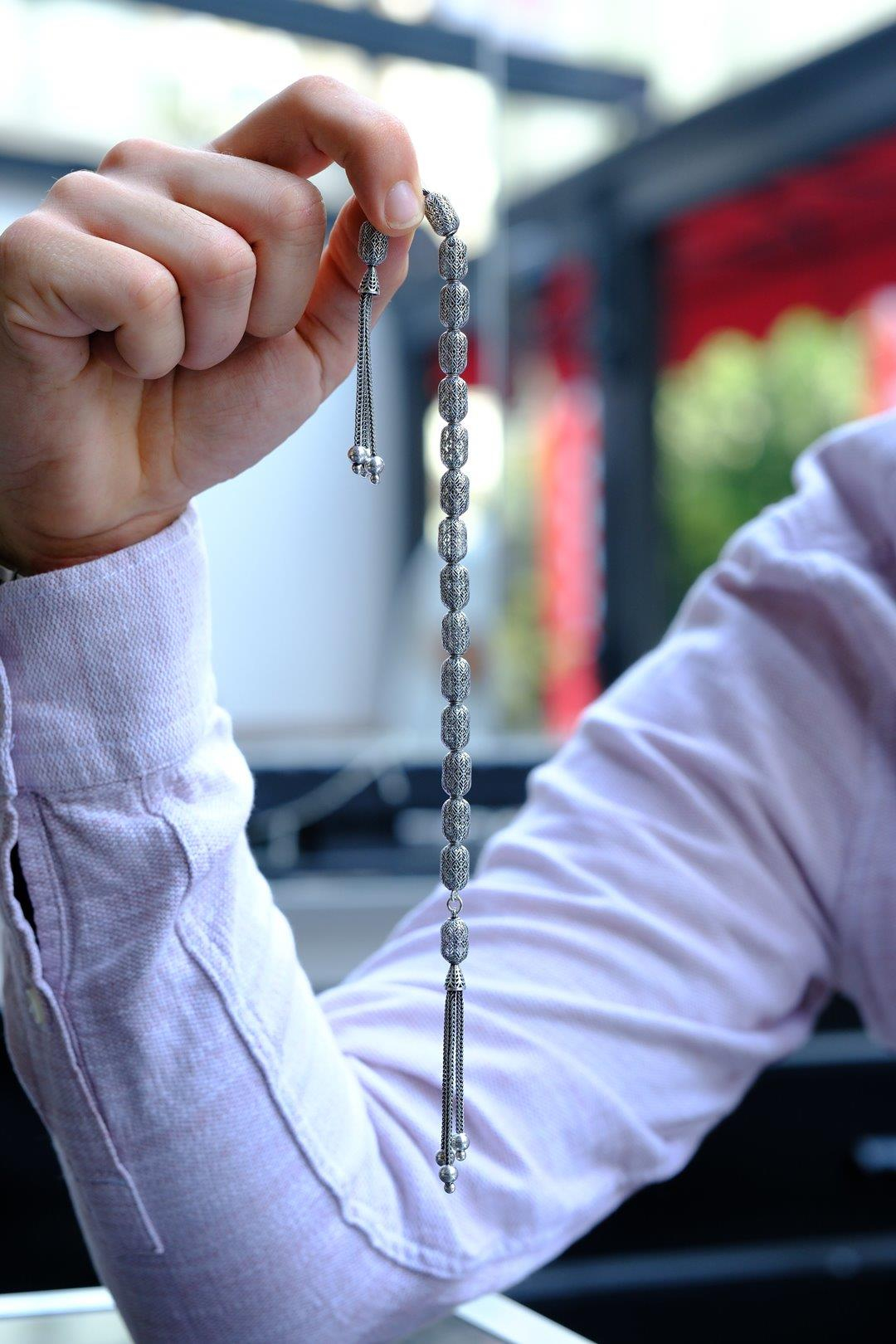 Oyma İşcilik Full Gümüş Tasarım Zaza Tesbihi