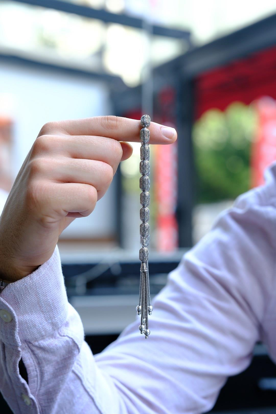 Oyma İşcilik Full Gümüş Tasarım Zaza Tesbihi