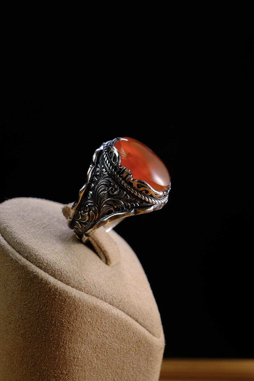 Özel Hint Akiği Tasarım Usta İşçilik  925 Ayar Gümüş Yüzük