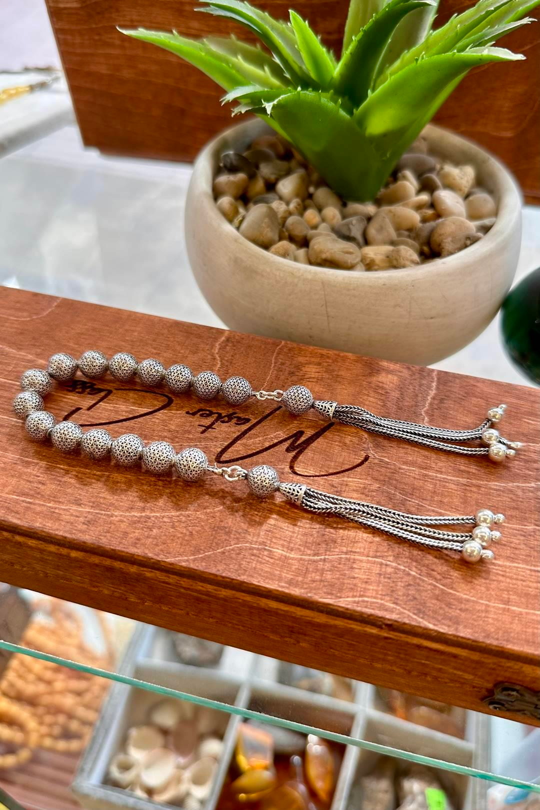 Özel Tasarım Küre Model Gümüş Zaza Tesbihi