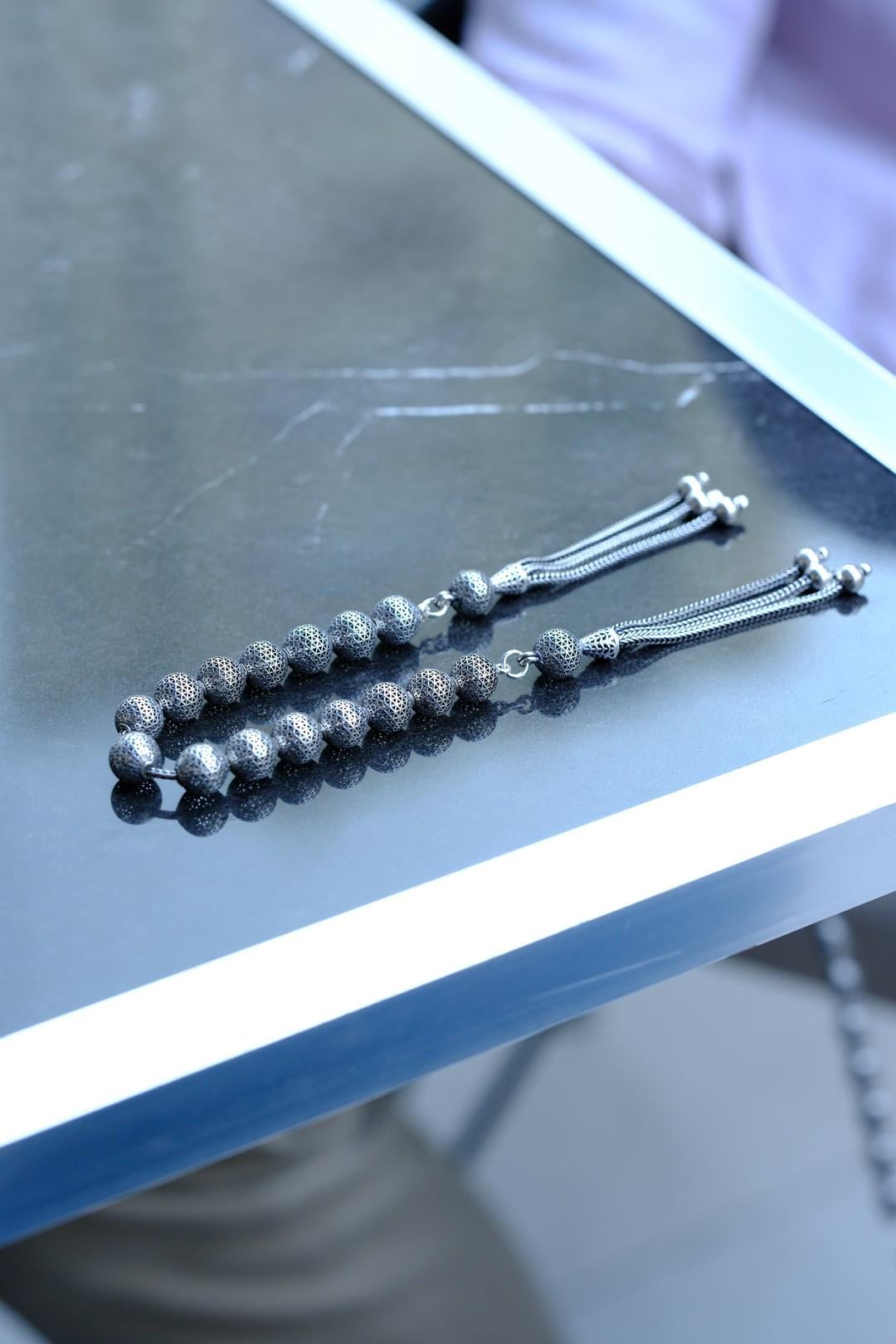 Özel Tasarım Küre Model Gümüş Zaza Tesbihi