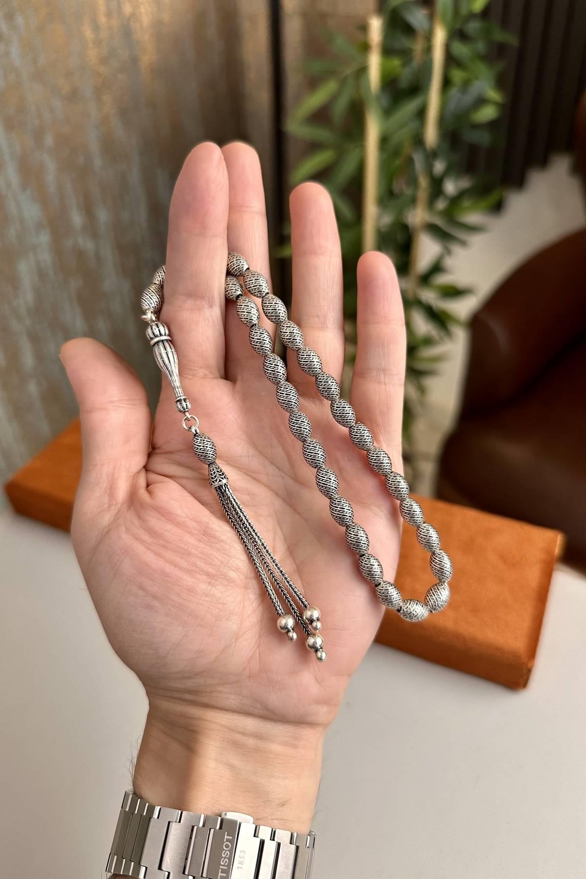 Rodajlı Özel Tasarım  925 Ayar Gümüş Tesbih