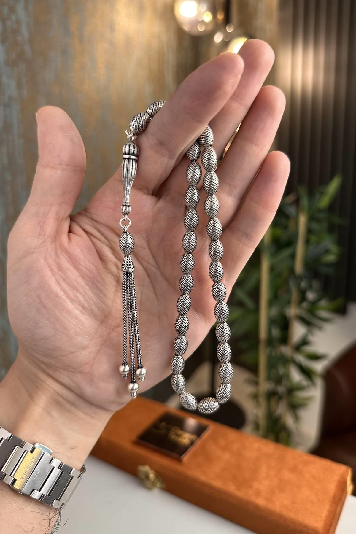 Rodajlı Özel Tasarım  925 Ayar Gümüş Tesbih