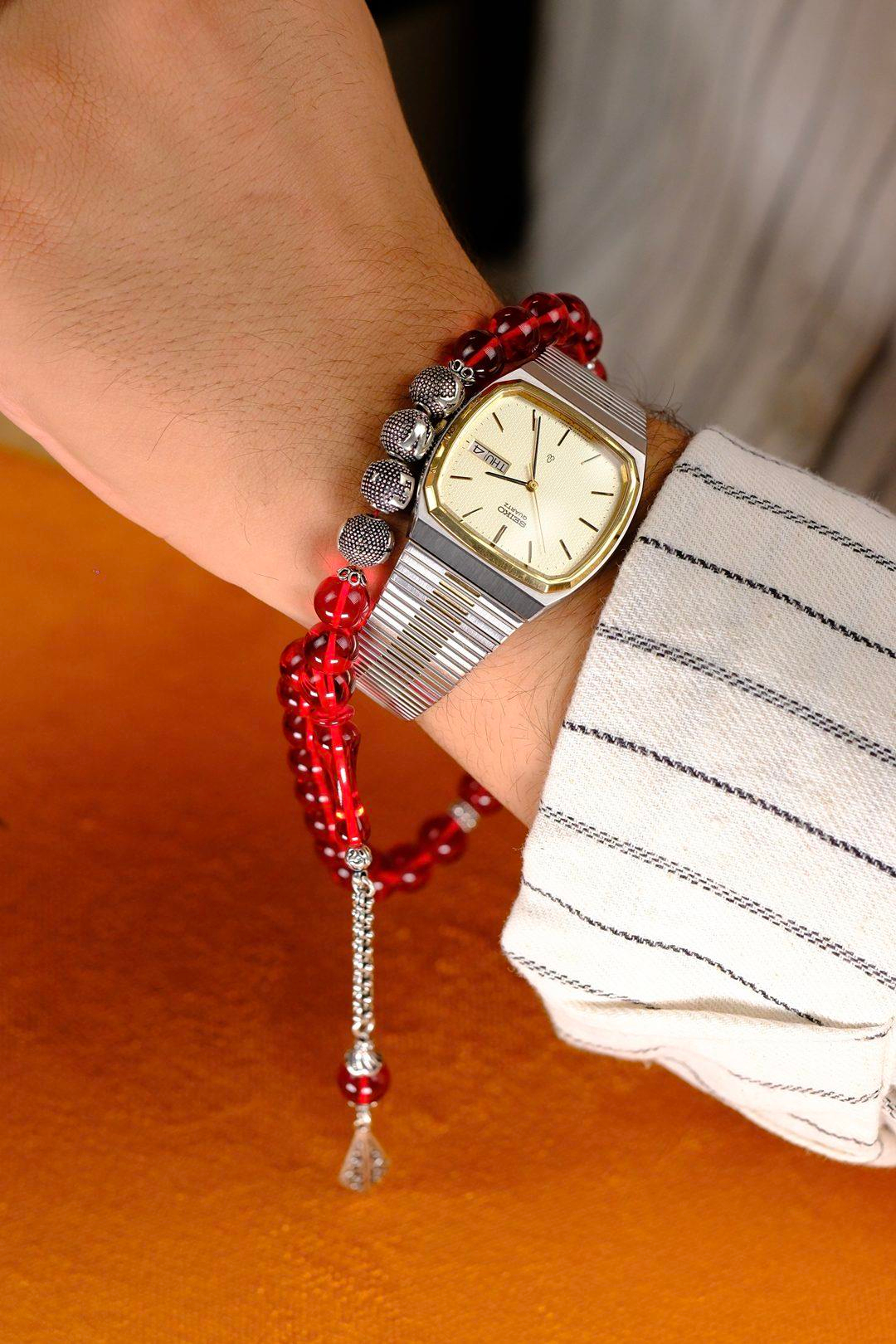 Sevdiklerinize Özel Gümüş İsimli Tasarım Kırmızı Ateş Kehribar Tesbih