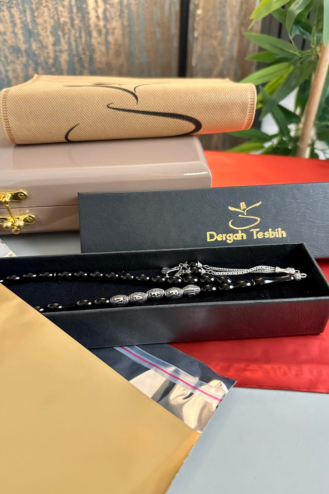 Sevdiklerinize Özel Metal İsimli Tasarım Siyah Alman Sıkma Tesbih 