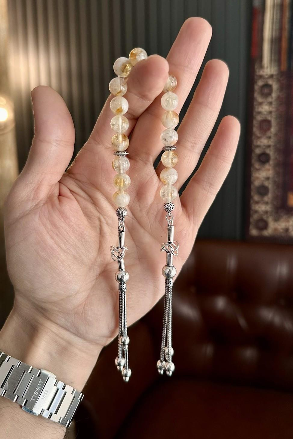 Sitrin (Citrin) Gümüş Tasarım Zaza Tesbih