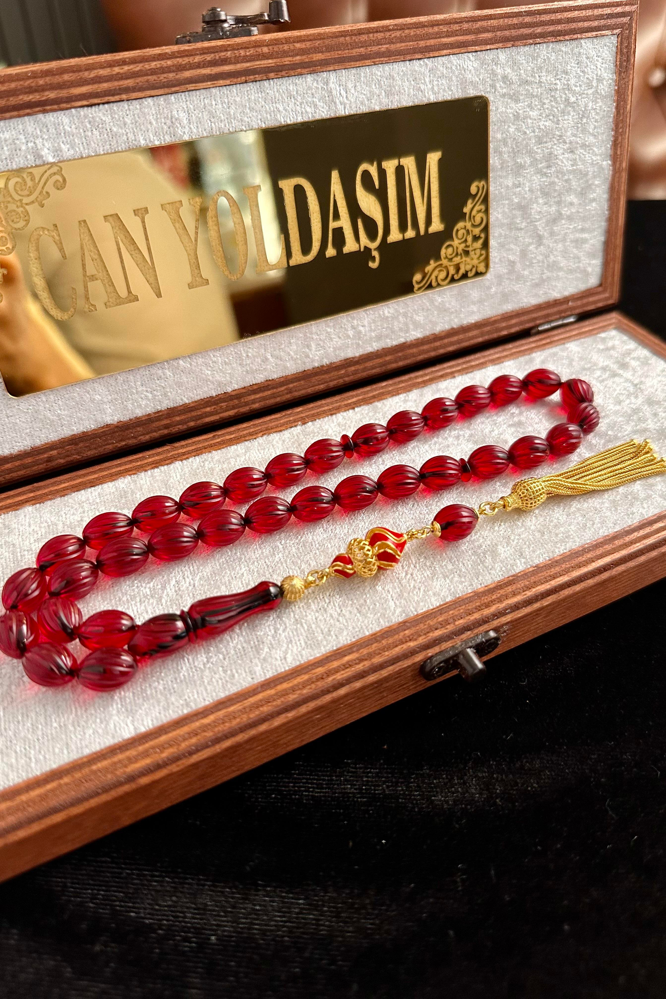 Tamamı El İşciliği Kalem Oyma  Sıkma Kehribar Tesbih