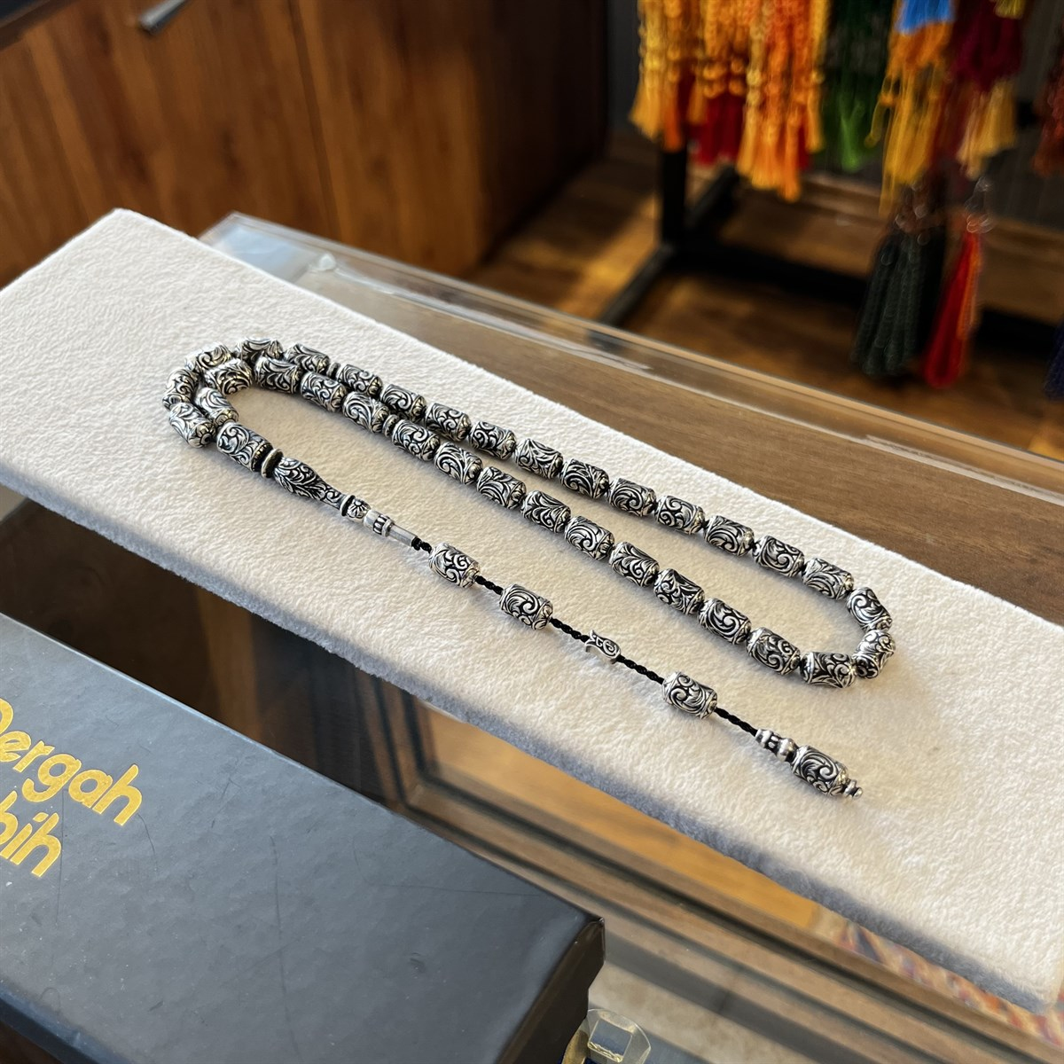 Nakkaş Oyma Usta El İşçiliği Gümüş Tesbih