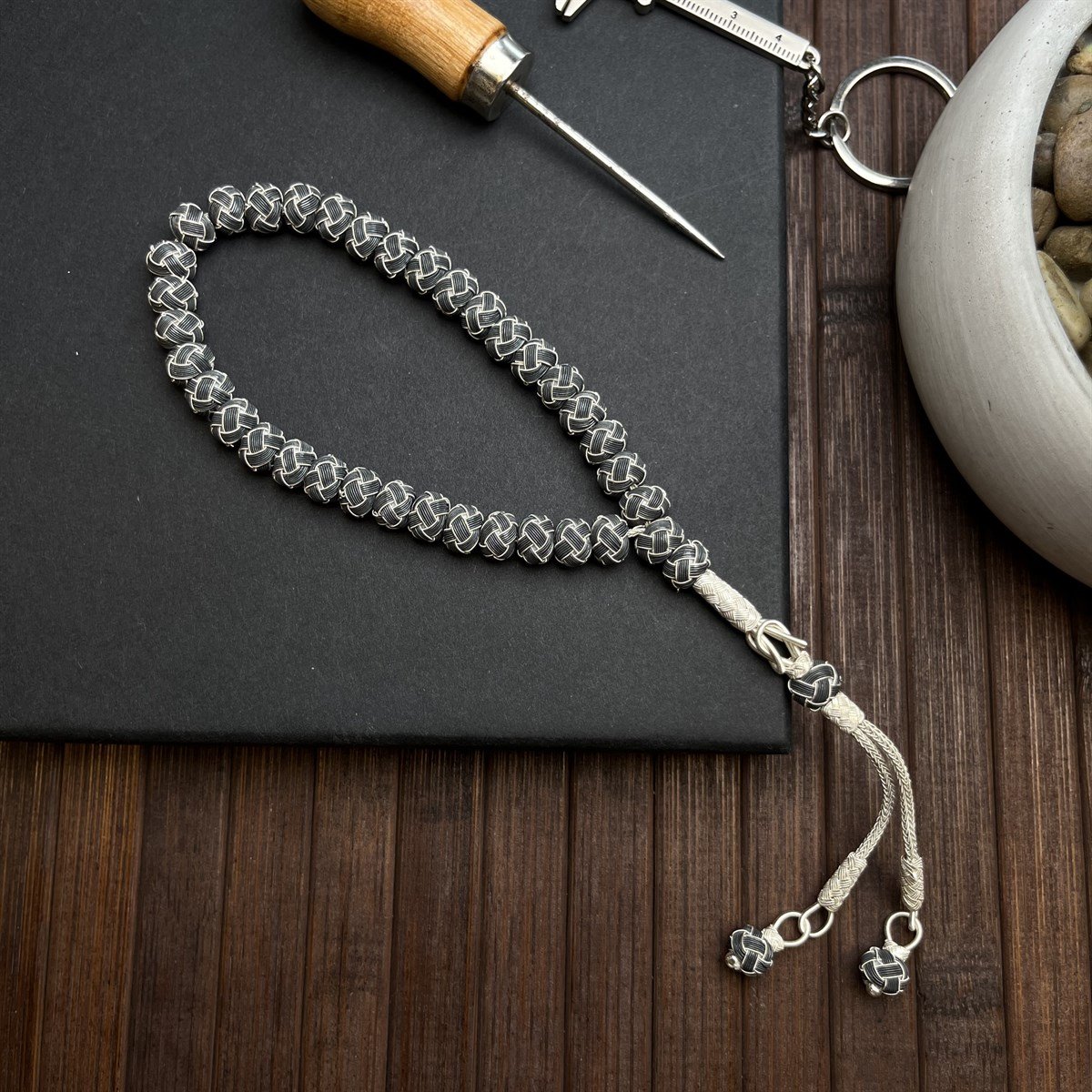 Yeni Spor Gümüş Kazaz Örmesi Tesbih