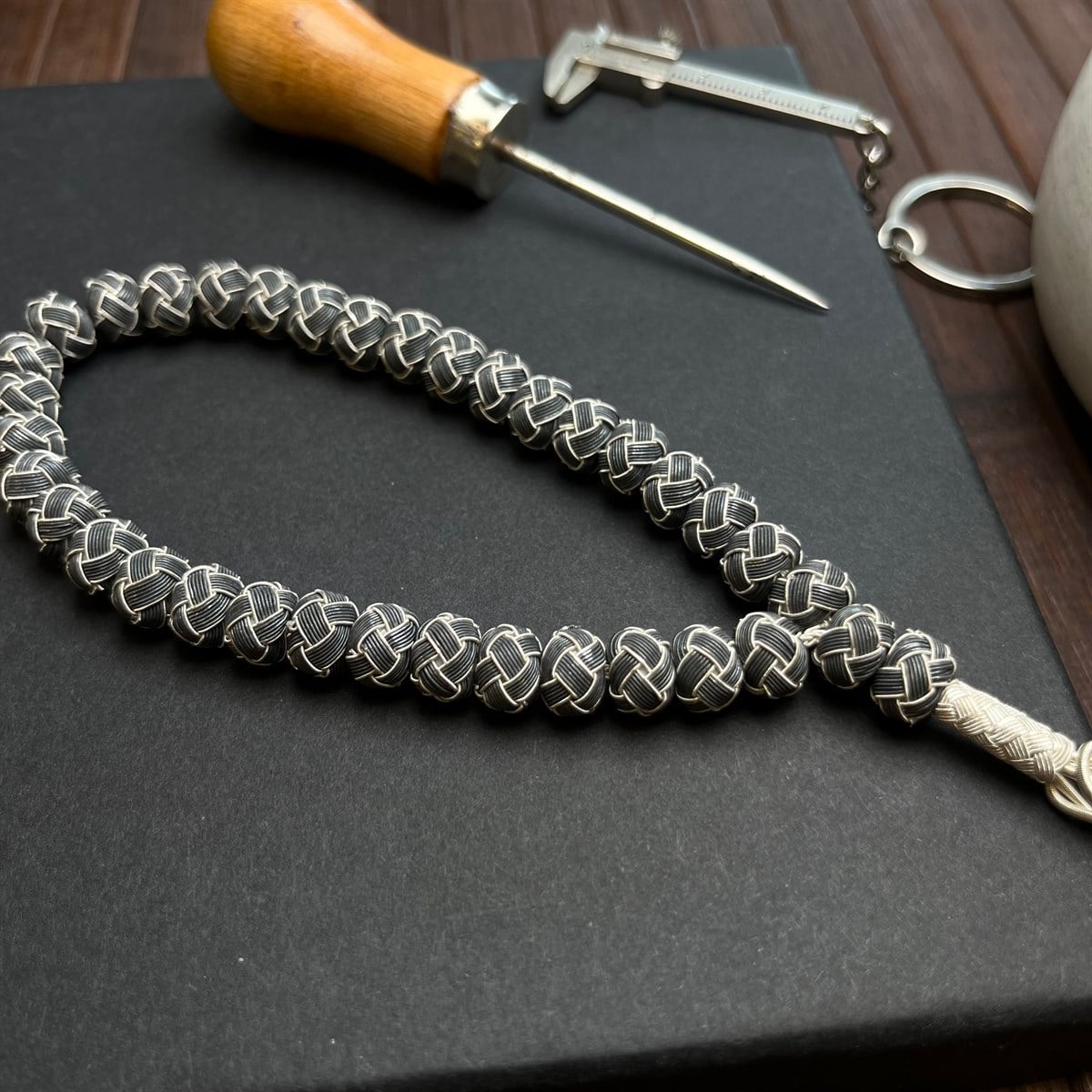 Yeni Spor Gümüş Kazaz Örmesi Tesbih