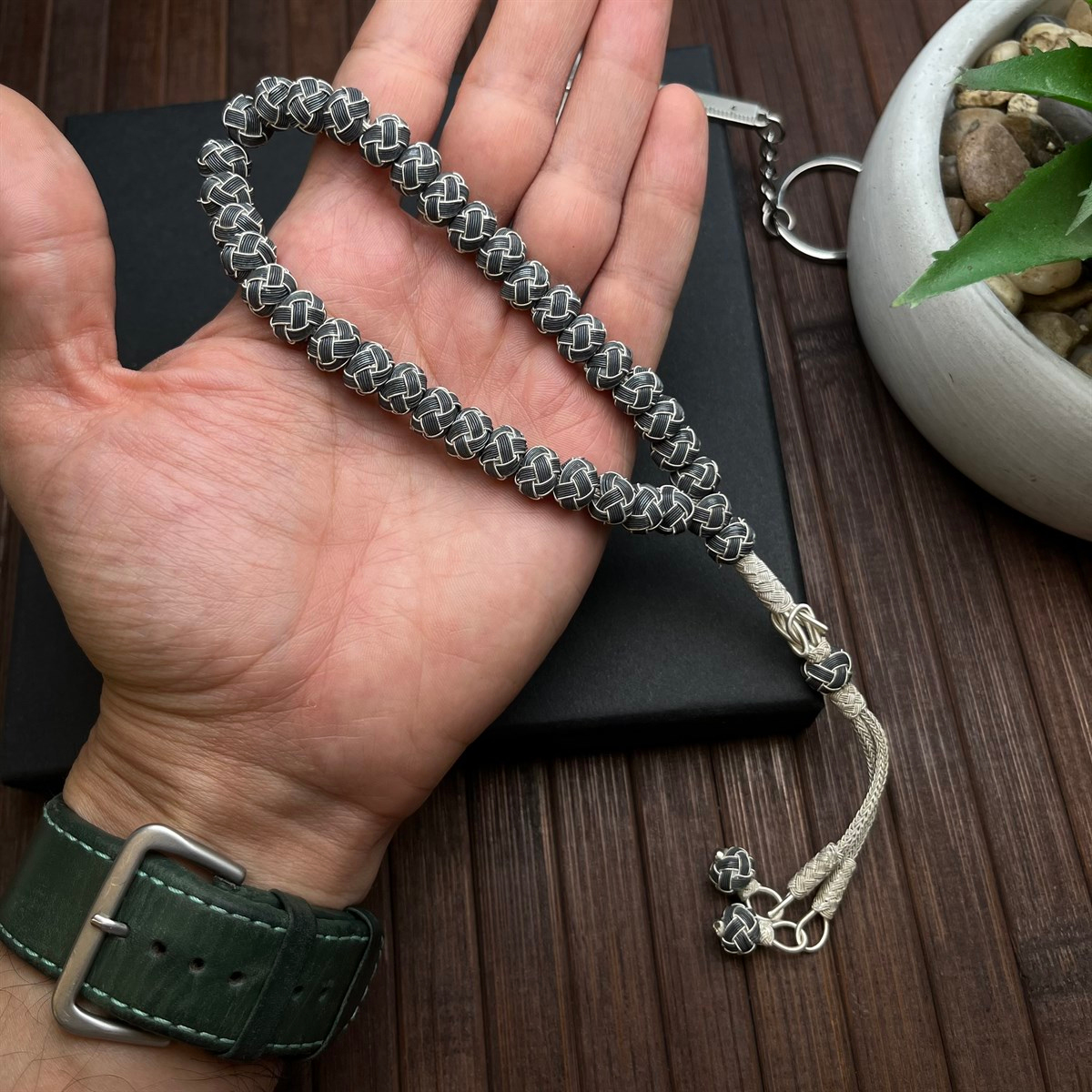 Yeni Spor Gümüş Kazaz Örmesi Tesbih