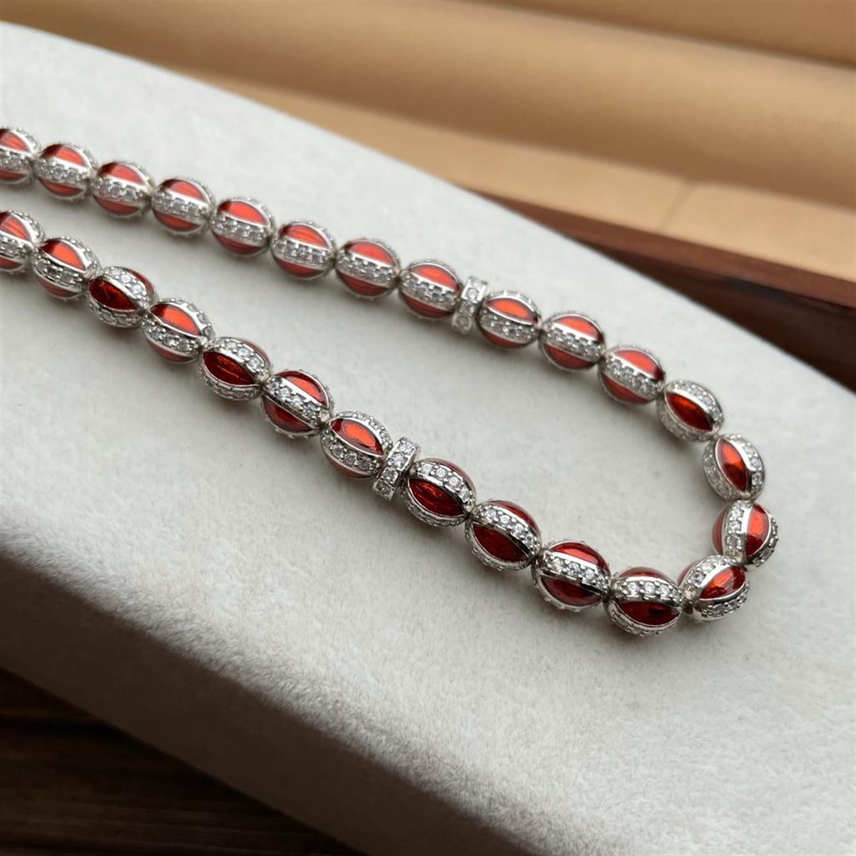 Zirkon Taşlı Gümüş Spor Tesbih