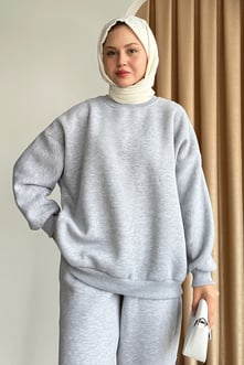 Şardonlu Basic Gri Sweat