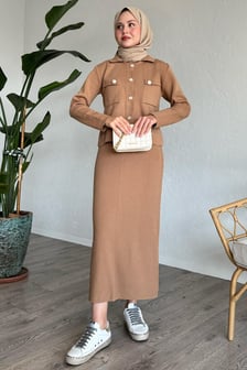 Etekli Ceketli Camel Takım