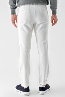 Morven Erkek Beyaz Poliviskon Trend İpli Jogger Slim Fit Spor Pantolon
