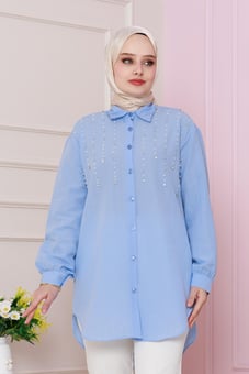 önü incili Tunik-Bebe mavi