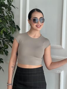 Kısa Kol Tshirt 30856 Vizon