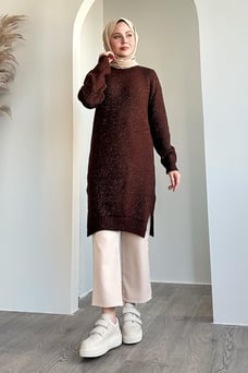Simli Fitilli Acı Kahve Tunik
