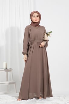 Chiffon Dress-Light Brown
