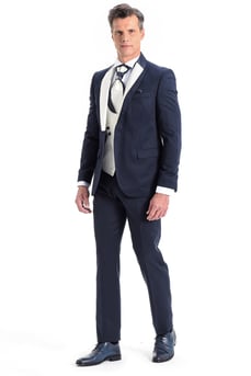  Morven Erkek Lacivert Rimini Slim Fit Dar Kesim Damatlık Takım Elbise