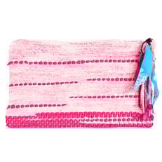 Fermuarlı Pembe Clutch Çanta görseli.