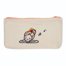 Kadın ve Müzik Nakışlı Makyaj Çantası görseli.
