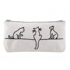 Üç Kedi Nakışlı Makyaj Çantası görseli.