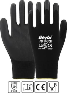 Beybi İşçi Eldiveni Pu Touch Siyah No:7
