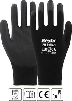 Beybi İşçi Eldiveni Pu Touch Siyah No:9