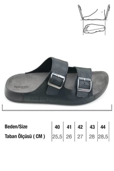 Gezer Naturela Comfort Rahat Erkek Terliği Yazlık Suni Deri Çift Toka Ayarlanabilir Rahat Taban Günlük Terlik