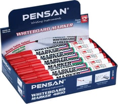Pensan 4800 Yuvarlak Uç Beyaz Tahta Kalemi Kırmızı
