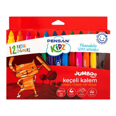 Pensan Kidz Yıkanabilir Jumbo Keçeli Kalem 12'li Çocuklara Özel