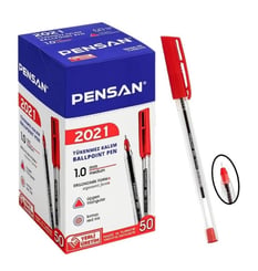 Pensan Şeffaf Üçgen Kırmızı Tükenmez Kalem 2021
