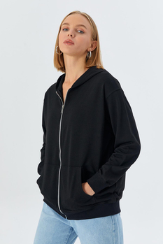 Fermuarlı Sweatshirt SIYAH