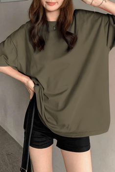 Haki Kadın Oversize T-shirt