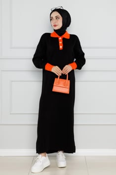Knitwear Dress-black color 