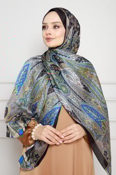 Indian Silk Shawl-Blue color