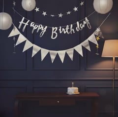 Happy Birthday Gümüş Banner Set