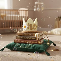 Papatya Nakışlı El Yapımı Bebek Tacı