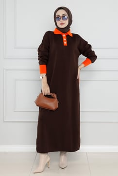 Knitwear Dress-brown color 