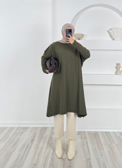 1928 SADE DİZ ALTI SALAŞ TRİKO TUNİK  HAKİ