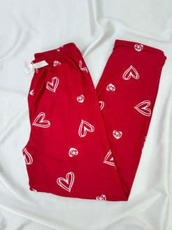 Ç9068-milan kumaş kalpli pijama alı-bordo