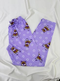 Ç9068-milan kumaş ayıcıklı pijama alı-mor