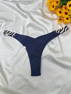 Ç29924 - FİTİLLİ YANLARI ZEBRA TANGA - LACİVERT 