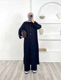 8454 - örme kumaş pantollonlu takım - siyah 