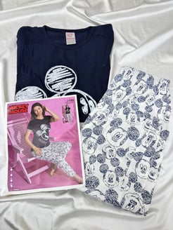 ç2430 - kısa kollu mickey mouse pijama altı - lacivert 