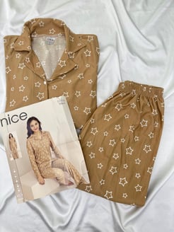 Ç5566 SÜET KUMAŞ GÖMLEK YAKA TAKIM- KREM RENGİ