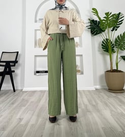8622-müslin kumaş-beli lastikli pantolon-mint yeşili